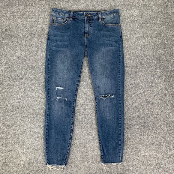 Vans Jean Women 7/28 Denim Skinny Low Rise Distressed Knee Raw Hem Stretch Ankle - Picture 2 of 12